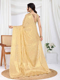 Beige Pure Tissue Silk Banarasi Saree With Brocade Blouse Piece