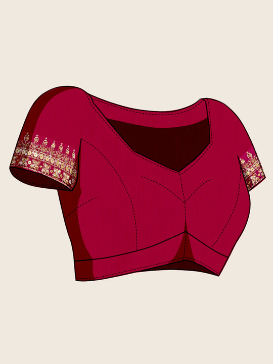 Maroon Vichitra Soft Silk Saree With Blouse Piece