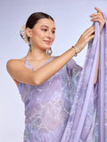 Lavender Georgette Saree With Blouse Piece