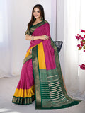 Pure Silk Woven Zari Saree With Jacquard Border And Blouse Piece