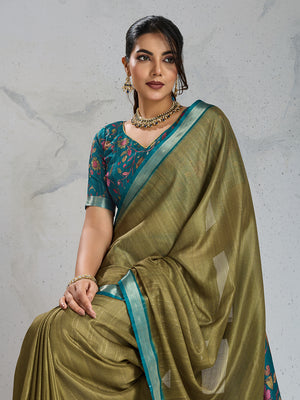 Pure Chiffon Digital Printed Woven Saree With Woven Border And Fancy Tassels
