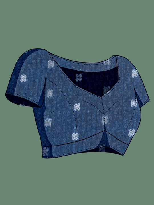 Indigoblue Cotton Banarasi Printed Saree With Thread Embroidery Scalloping  Saree With Blouse Piece