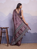 Purple Poly Silk Festival Saree With Blouse Piece
