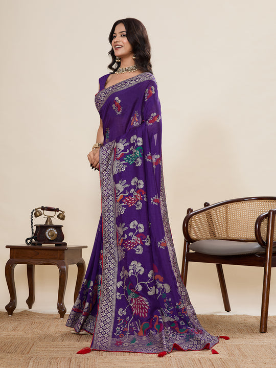 Bengani Cotton Saree With All Over Light Single Colour With Table Printed And Border Piping Saree With Blouse Piece