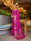 Pink Chinon Soft Silk Saree With Blouse Piece