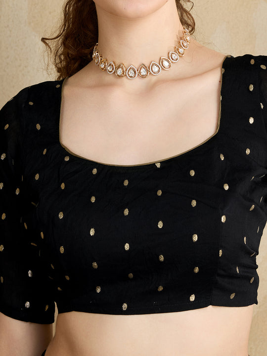 Embellished Mirror Work Organza Saree With Blouse Piece