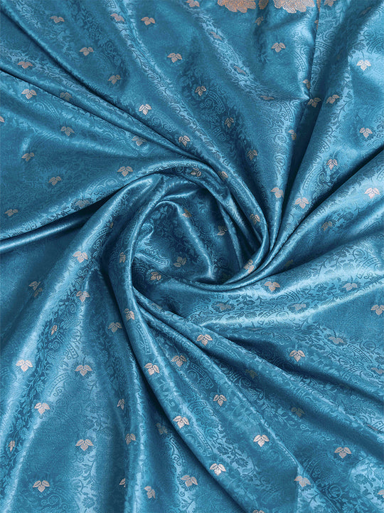 Blue Pure Satin Banarasi Saree With Tassels Saree With Blouse Piece