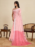 Baby Pink Linen Saree With Jari Border All Over Single Colour Printed Saree With Blouse Piece