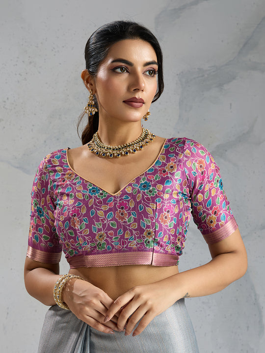 Pure Chiffon Digital Printed Woven Saree With Woven Border And Fancy Tassels