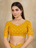 Pure Chiffon Bandhani Printed Saree With Viscose Woven Border And Blouse Piece