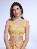 Light Yellow  Poly Chiffon Festive Wear Saree With Blouse Piecde