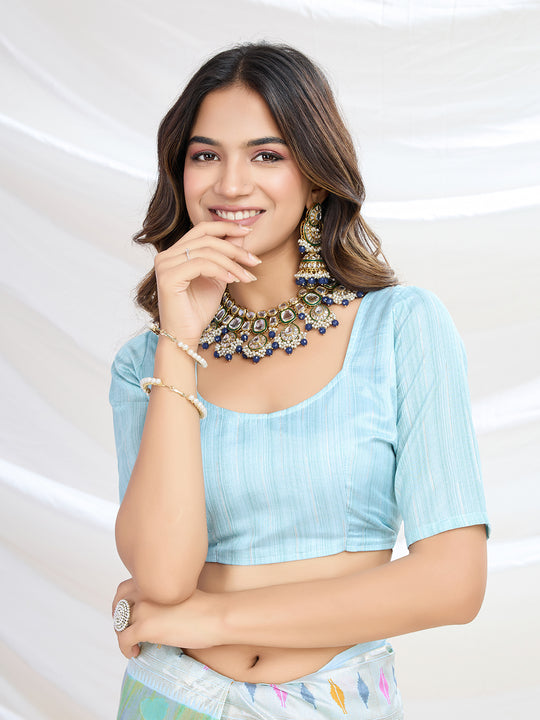 Blue Handloom Silk Festive Wear Saree With Blouse Piece