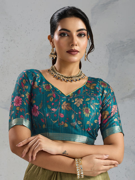 Pure Chiffon Digital Printed Woven Saree With Woven Border And Fancy Tassels