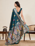 Teal Green Soft Silk Sarees Premium Two Tone Satin Fabric With Unique Pathani Type Designs Saree With Blouse Piece