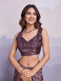 Purple Poly Silk Festival Saree With Blouse Piece