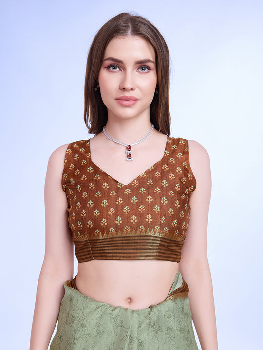 Green Poly Silk Daily Wear Saree With Blouse Piece