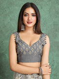 Cream Pure Handloom Tussar Woven Pallu Ajrakh Printed With Blouse Piece