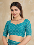 Pure Chiffon Bandhani Printed Saree With Viscose Woven Border And Blouse Piece