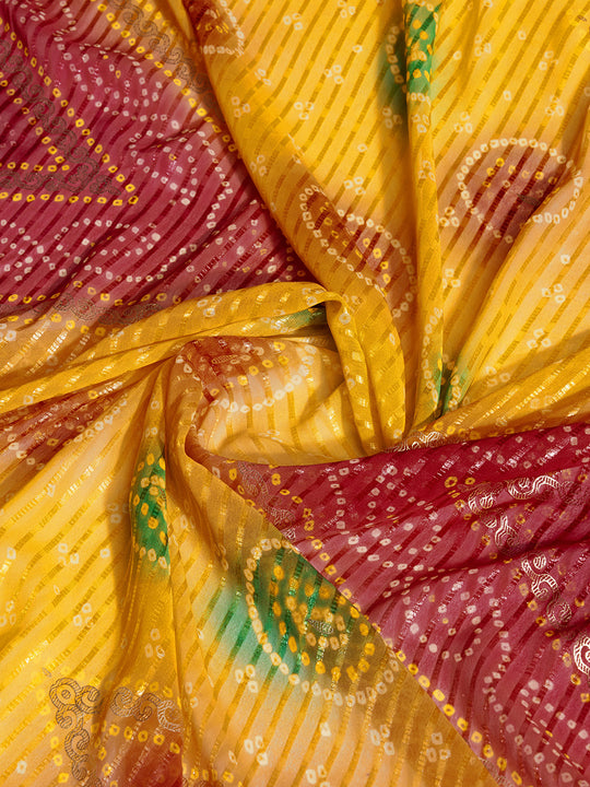 Mustard Weightless Poly Chiffon Saree With Blouse Piece