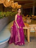Pink Chinon Soft Silk Saree With Blouse Piece