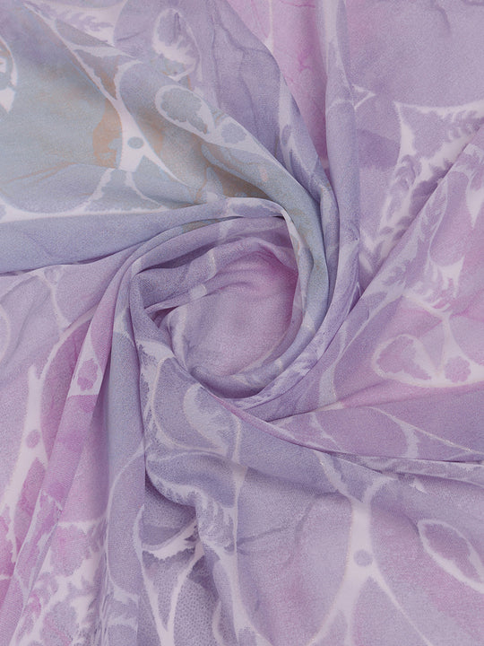 Lavender Georgette Saree With Blouse Piece