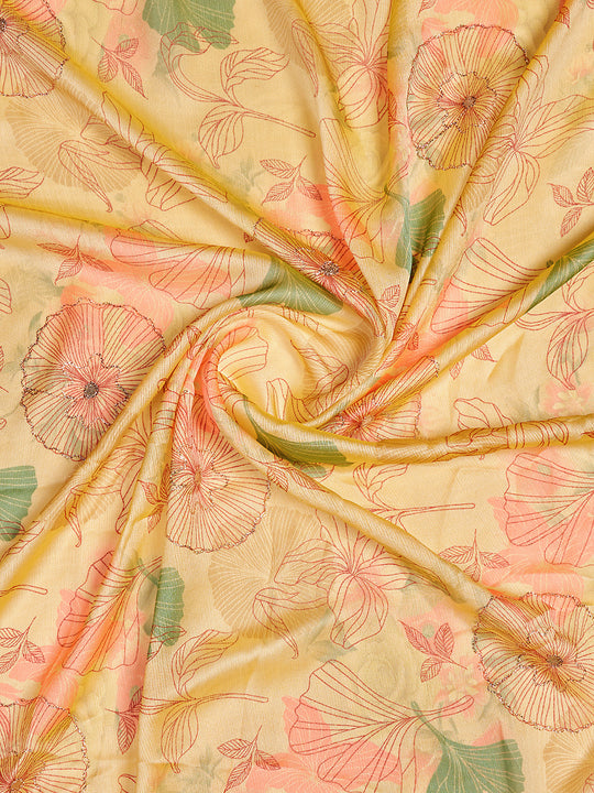 Light Yellow  Poly Chiffon Festive Wear Saree With Blouse Piecde