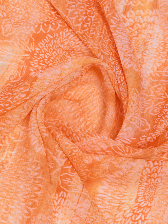 Orange Georgette Saree With Blouse Piece