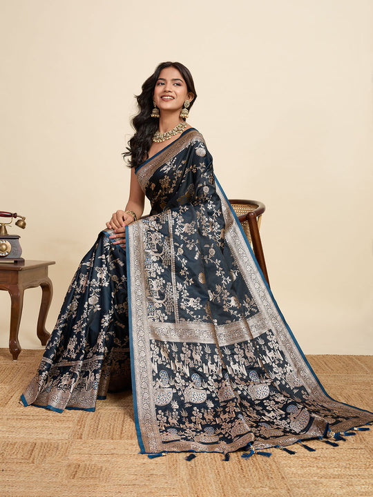 Green Soft Silk Sarees Premium Two Tone Satin Fabric With Unique Designs Saree With Blouse Piece