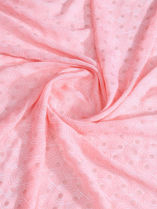 Peach Crepe Georgette Gold Foil Embellished Printed Saree With Blouse Piece