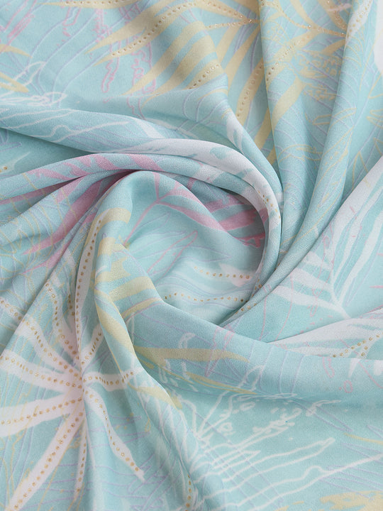 Sky Blue Silk Georgette Festive Wear Saree With Blouse Piece