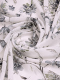 White & Black Dola Silk Saree With Blouse Piece