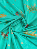 Teal Pure Silk Saree With Blouse Piece