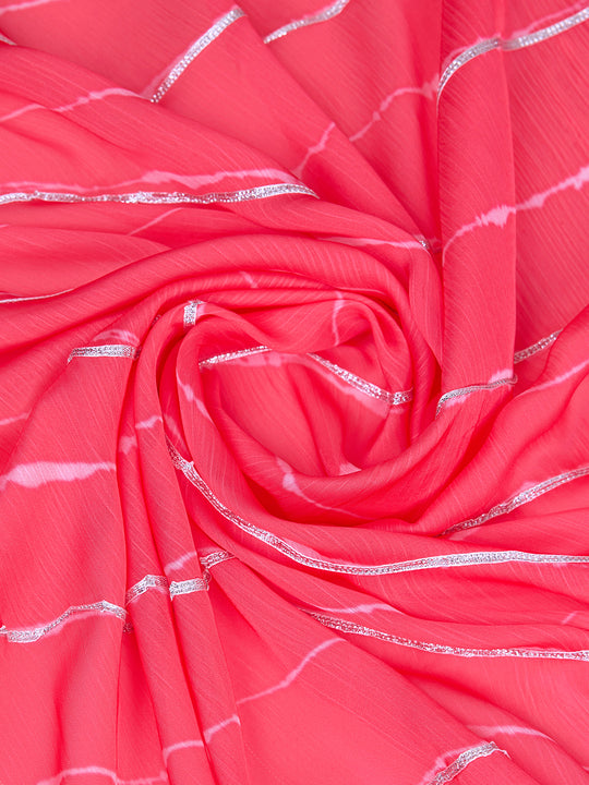 Pink Poly Chiffon Festival Saree With Blouse Piece