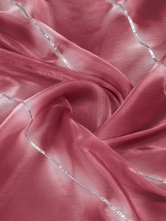 Pink Organza Party Wear Saree With Blouse Piece