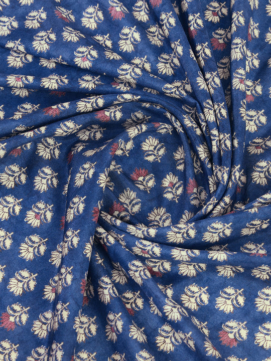 Blue Cotton Blend Casual Wear Saree With Blouse Piece