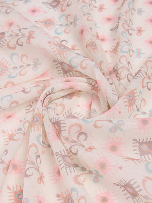 White Linen Blend Saree With Blouse Piece