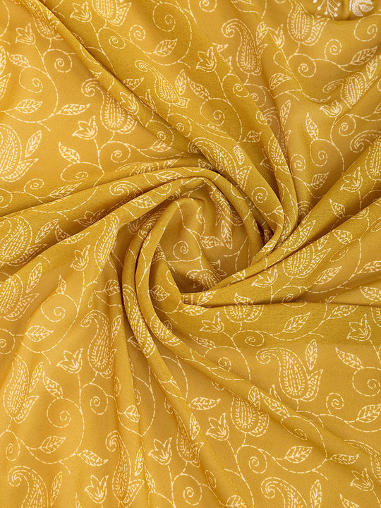 Yellow Poly Georgette Festive Wear Saree With Blouse Piece