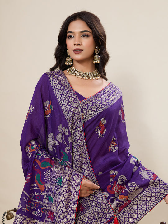 Bengani Cotton Saree With All Over Light Single Colour With Table Printed And Border Piping Saree With Blouse Piece