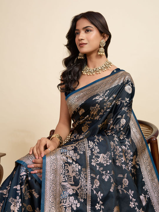 Green Soft Silk Sarees Premium Two Tone Satin Fabric With Unique Designs Saree With Blouse Piece