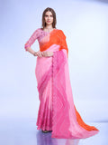 Lavender Poly Chiffon Festival Saree With Blouse Piece