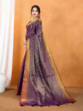 Wine Ikkat Woven Kajeevaram Silk Rich Pallu With Blouse Piece
