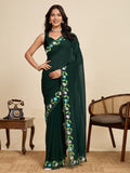 Green Georgette Soft Silk Saree With Blouse Piece