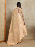 Beige Organza Banarasi Woven Rich Pallu With Blouse Piece