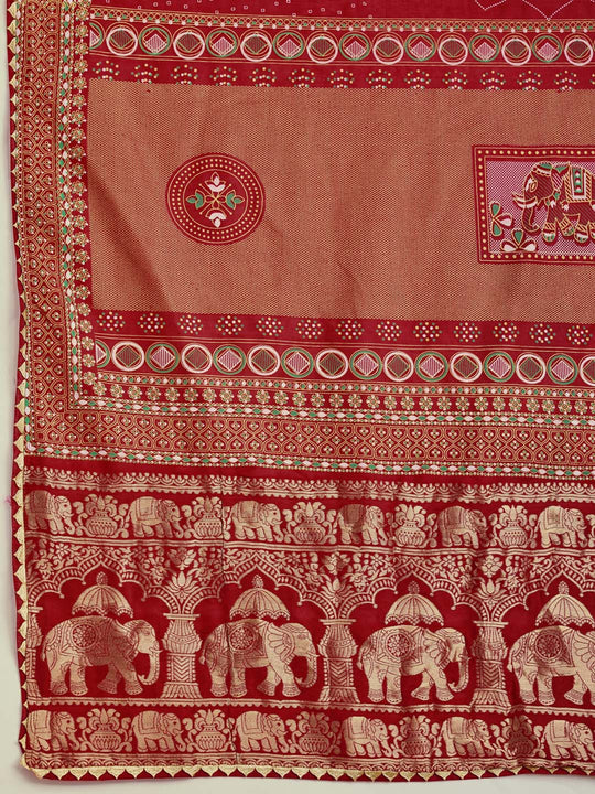 Red Silk Saree With Blouse Piece