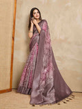 Maroon Pure Cotton Tie And Dye Printed Banarasi Rich Pallu Saree With Zari Tassels Saree With Blouse Piece