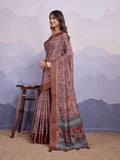 Maroon Poly Silk Festival Saree With Blouse Piece