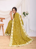 Yellow Poly Georgette Festive Wear Saree With Blouse Piece