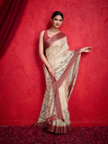 Cream Poly Silk Festival Saree With Blouse Piece