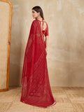Pure Chiffon Bandhani Printed Saree With Viscose Woven Border And Blouse Piece