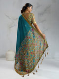 Pure Chiffon Digital Printed Woven Saree With Woven Border And Fancy Tassels